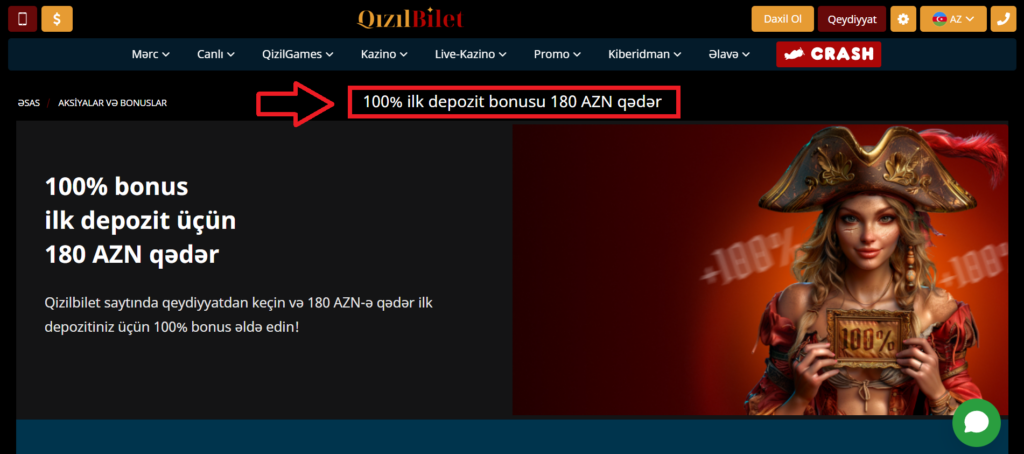 Qizilbilet-də xoşgəldin bonusu