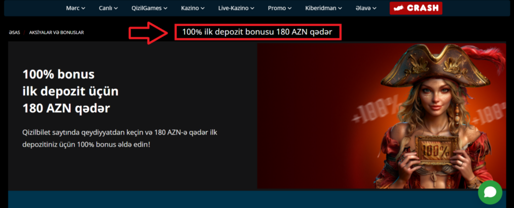 Qizilbilet-də xoşgəldin bonusu