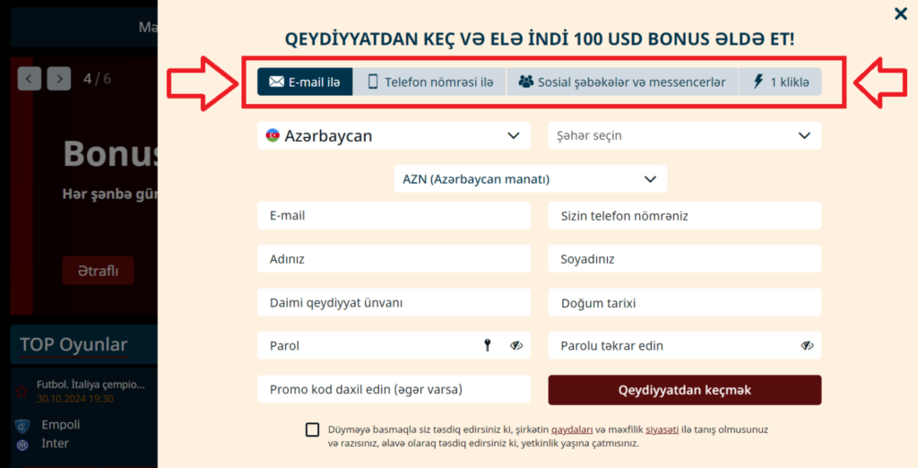 Qizilbilet qeydiyyatı – ölkənin ən böyük bukmekerinə qoşulmaq